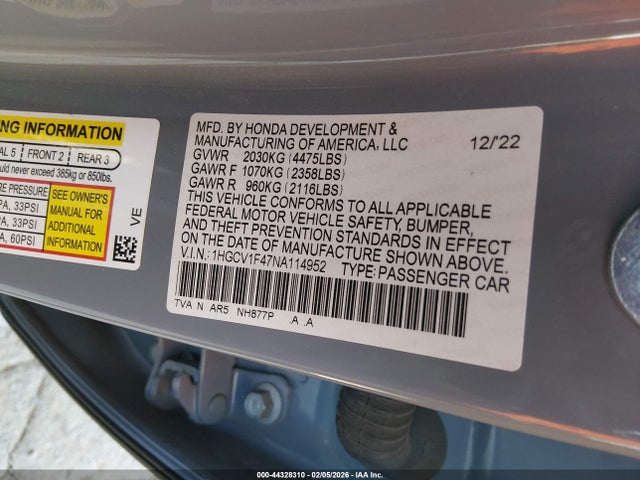 1HGCV1F47NA114952 Honda Accord Sport Special Edition