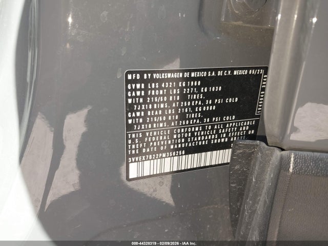 2023 Volkswagen Taos 1.5t Se მანქანა იყიდება აუქციონზე, vin: 3VVEX7B22PM356256, აუქციონის ნომერი: 44328319
