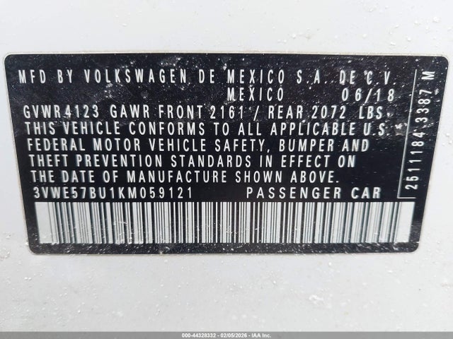 Aukcja sprzedaży 2019 Volkswagen Jetta 1.4t Sel, vin: 3VWE57BU1KM059121, numer aukcji: 44328332