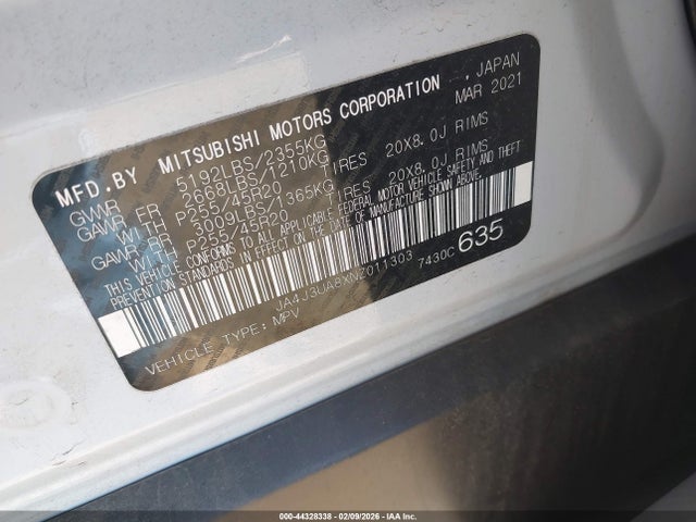 2022 MITSUBISHI OUTLANDER JA4J3UA8XNZ011303 Photo 8