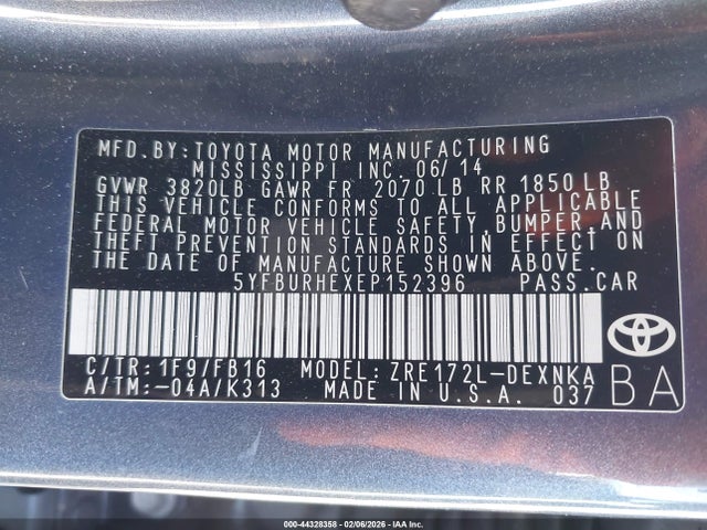 Toyota COROLLA LE 2014 5YFBURHEXEP152396 Image 9