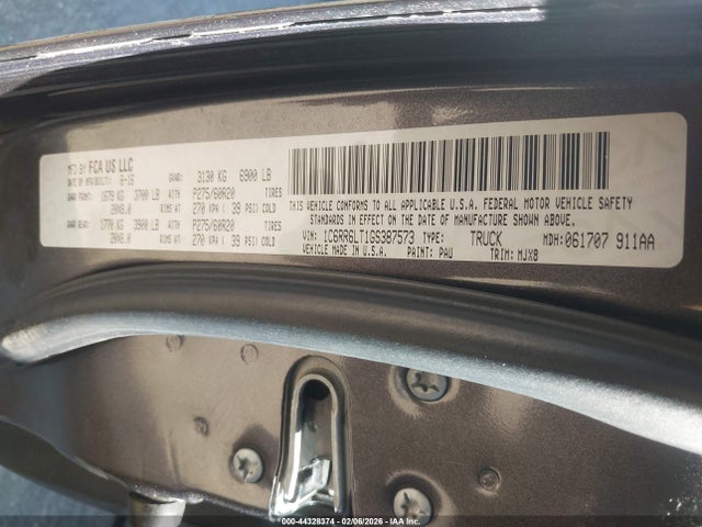 Aukcja sprzedaży 2016 Ram 1500 Lone Star, vin: 1C6RR6LT1GS387573, numer aukcji: 44328374