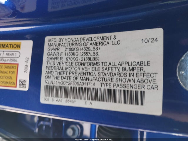 1HGCY2F50SA011714 Honda Accord Hybrid Sport