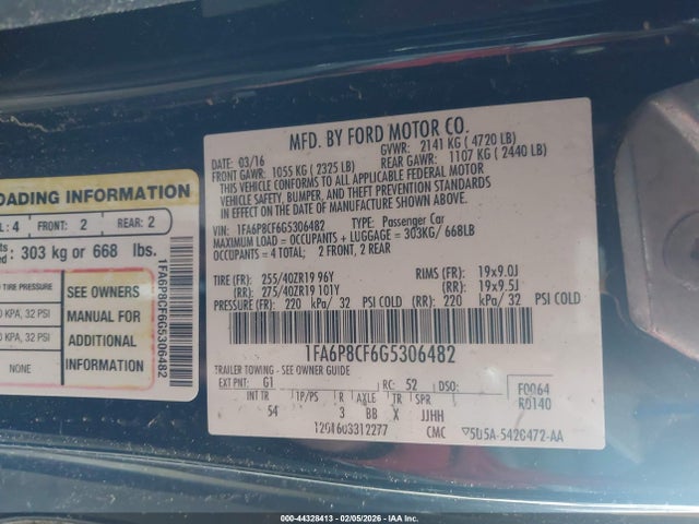 1FA6P8CF6G5306482 Ford Mustang Gt Premium