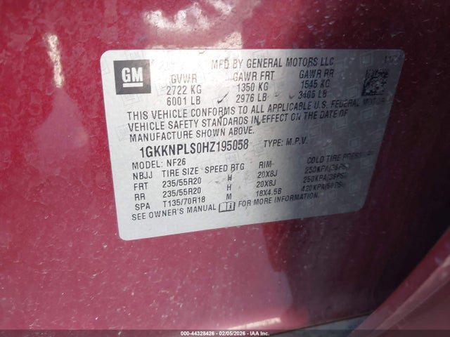 Продаж на аукціоні авто 2017 Gmc Acadia Denali, vin: 1GKKNPLS0HZ195058, номер лоту: 44328426