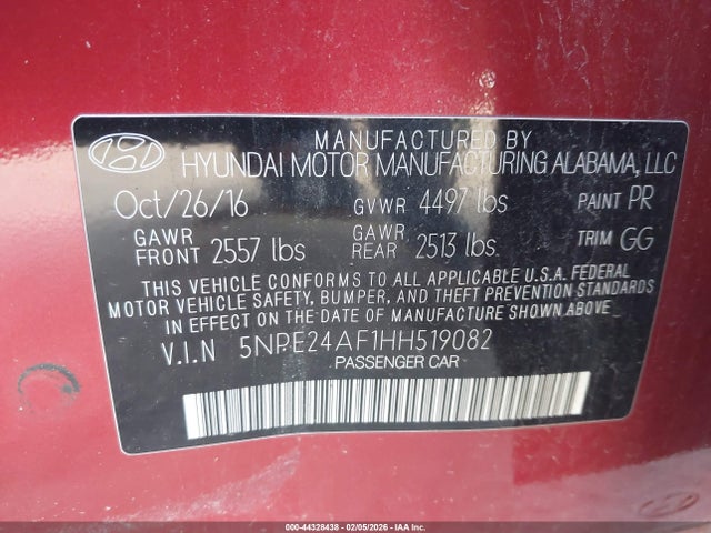 5NPE24AF1HH519082 Hyundai Sonata