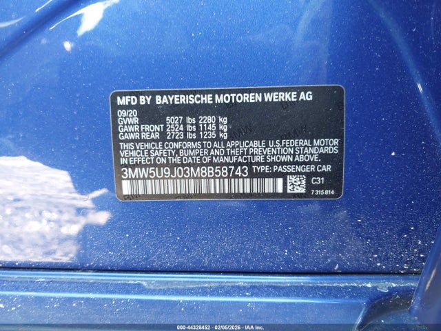 2021 BMW 3 SERIES 3MW5U9J03M8B58743 Photo 8