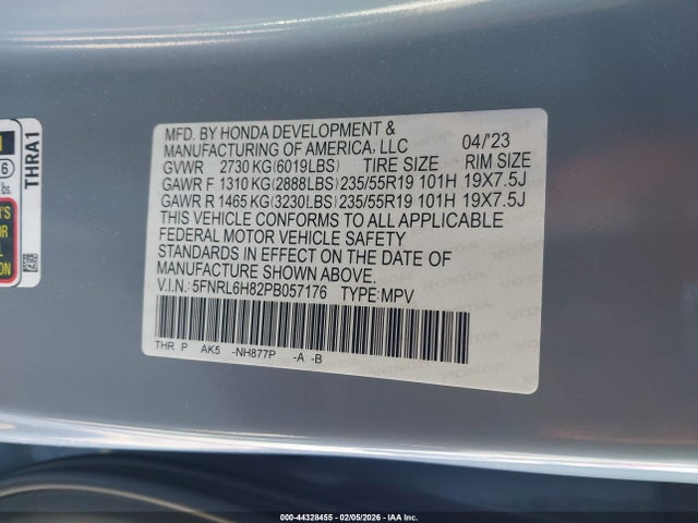 2023 HONDA ODYSSEY 5FNRL6H82PB057176 Photo 8
