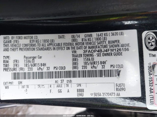 Ford FIESTA SE 2015 3FADP4BJ4FM126156 Image 9