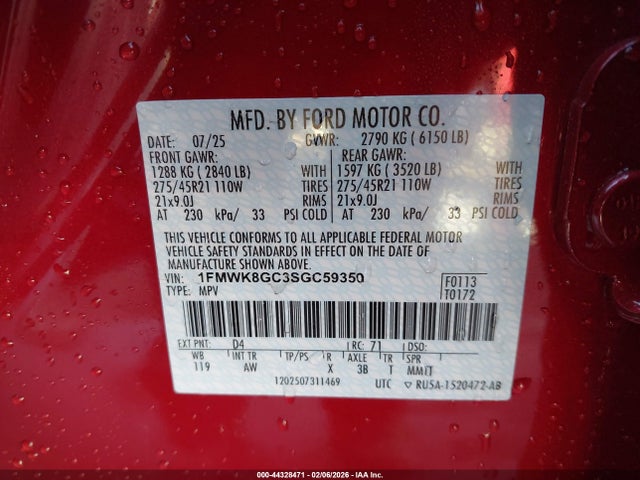 1FMWK8GC3SGC59350 Ford Explorer St