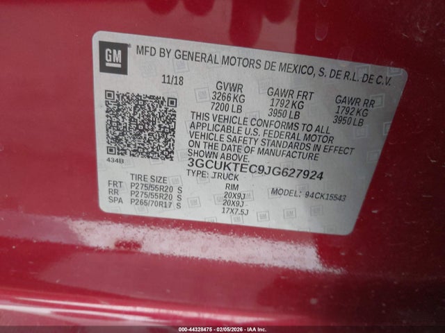 3GCUKTEC9JG627924 Chevrolet Silverado 1500 High Country
