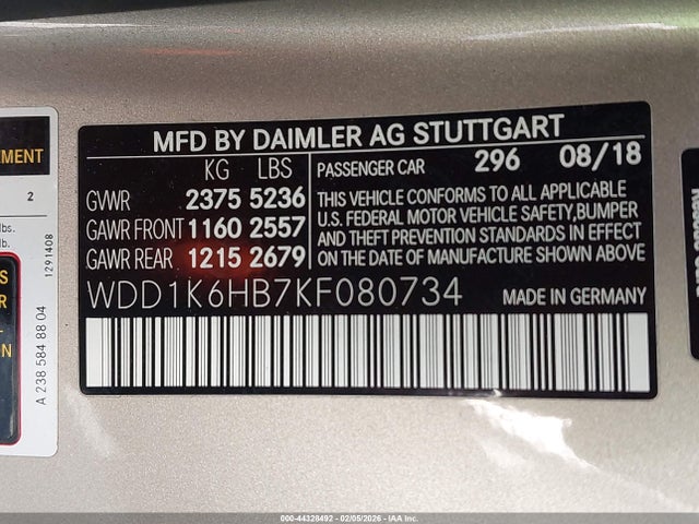 Aukcja sprzedaży 2019 Mercedes-benz E 450, vin: WDD1K6HB7KF080734, numer aukcji: 44328492