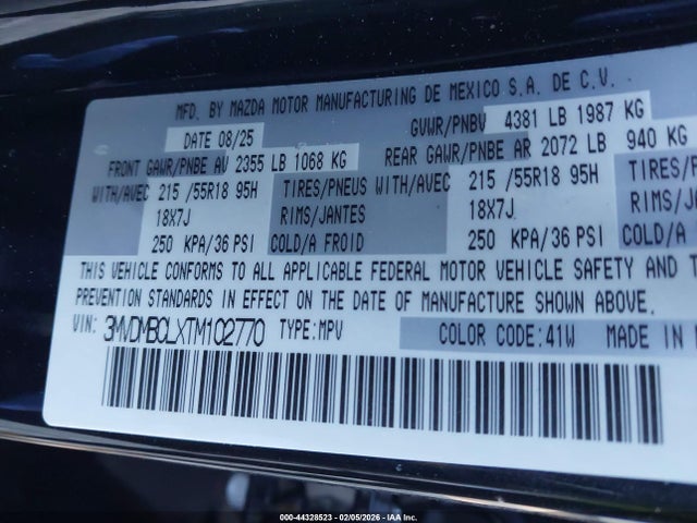 Aukcja sprzedaży 2026 Mazda Cx-30 2.5 S Preferred, vin: 3MVDMBCLXTM102770, numer aukcji: 44328523
