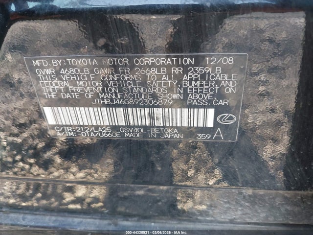 2009 LEXUS ES 350 JTHBJ46G892306879 Photo 8