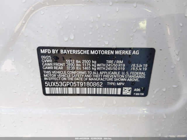 5UX53GP05T9180862 BMW X3 30 Xdrive