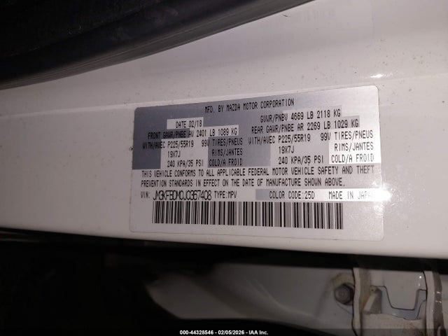 Продажа на аукционе авто 2018 Mazda Cx-5 Grand Touring, vin: JM3KFBDM0J0367408, номер лота: 44328546