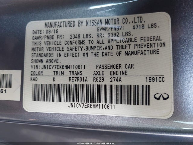 2017 INFINITI Q60 JN1CV7EK6HM110611 Photo 8