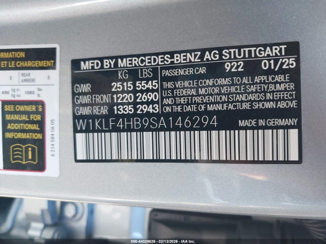2025 MERCEDES-BENZ E 350 W1KLF4HB9SA146294 Photo 8