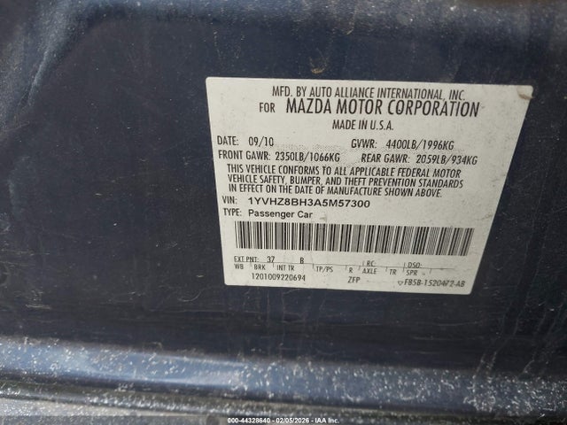 Aukcja sprzedaży 2010 Mazda Mazda6 I Sport, vin: 1YVHZ8BH3A5M57300, numer aukcji: 44328640
