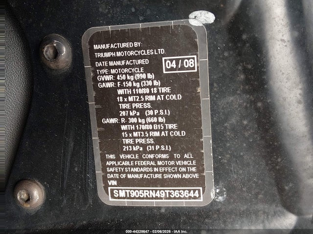 2009 TRIUMPH MOTORCYCLE AMERICA SMT905RN49T363644 Photo 9