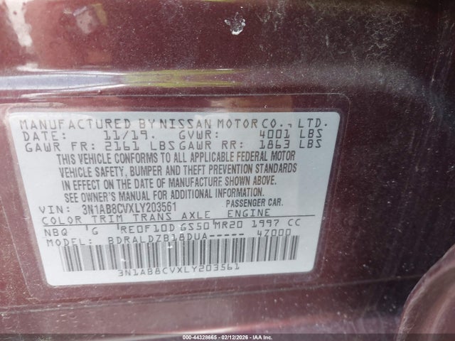 Продажа на аукционе авто 2020 Nissan Sentra Sv Xtronic Cvt, vin: 3N1AB8CVXLY203561, номер лота: 44328665
