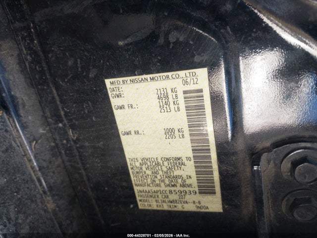 2012 NISSAN MAXIMA 1N4AA5AP1CC859939 Photo 8