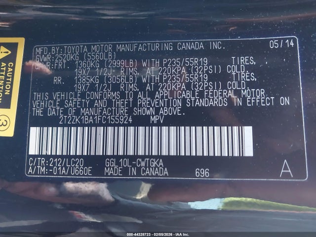 2T2ZK1BA1FC155924 Lexus RX 350