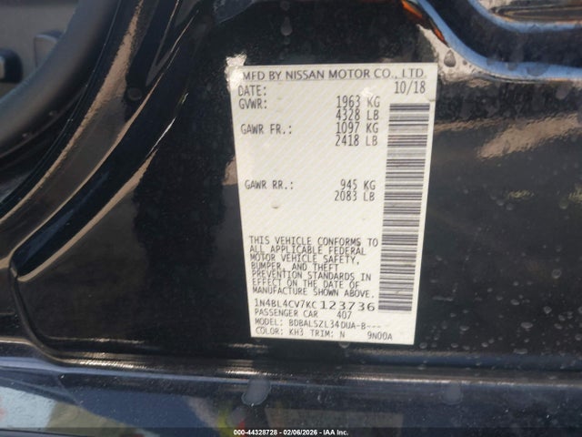 Nissan Altima 2.5 Sr 2019 1N4BL4CV7KC123736 Image 9