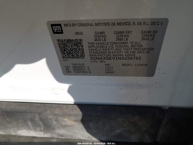 3GNAXSEV1NS234753 Chevrolet Equinox Awd Ls