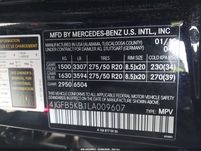 4JGFB5KB1LA009607 Mercedes-Benz Gle 450 4matic