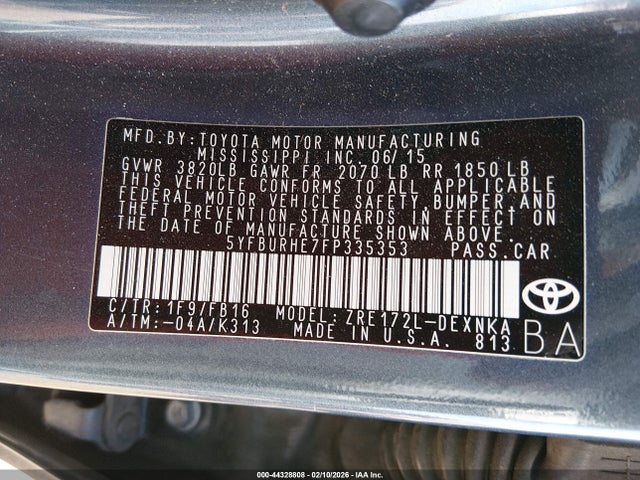 Toyota Corolla Le Plus 2015 5YFBURHE7FP335353 Image 9