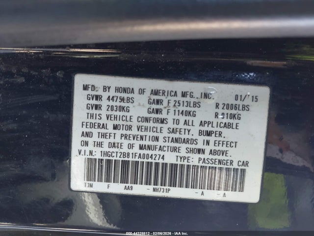 Honda Accord Ex-l V-6 2015 1HGCT2B81FA004274 Image 9