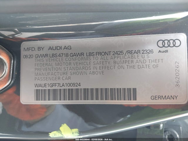 2020 AUDI S3 WAUE1GFF7LA100924 Photo 8