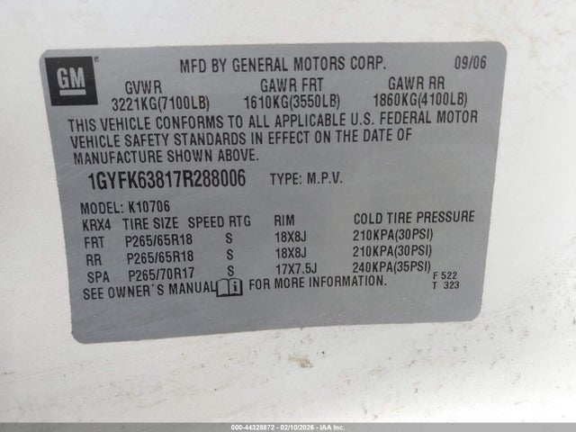 2007 CADILLAC ESCALADE 1GYFK63817R288006 Photo 8