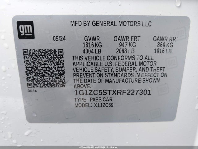 1G1ZC5STXRF227301 Chevrolet Malibu Fwd 1fl
