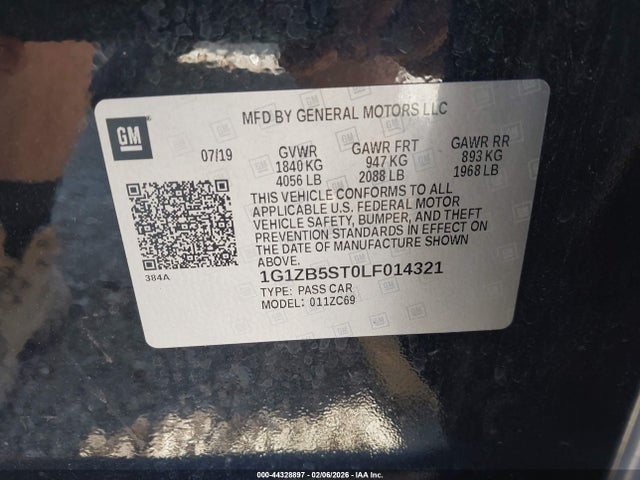 1G1ZB5ST0LF014321 Chevrolet Malibu Fwd Ls