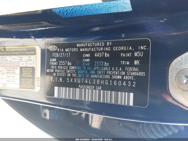 Продажа на аукционе авто 2017 Kia Optima Lx, vin: 5XXGT4L38HG160432, номер лота: 44328924