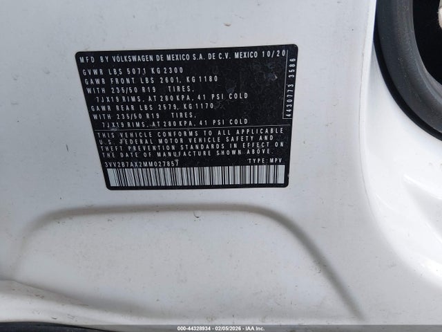 2021 VOLKSWAGEN TIGUAN 3VV2B7AX2MM027857 Photo 8