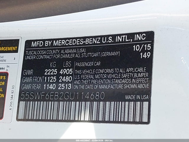 2016 MERCEDES-BENZ C 450 AMG 55SWF6EB2GU114680 Photo 8