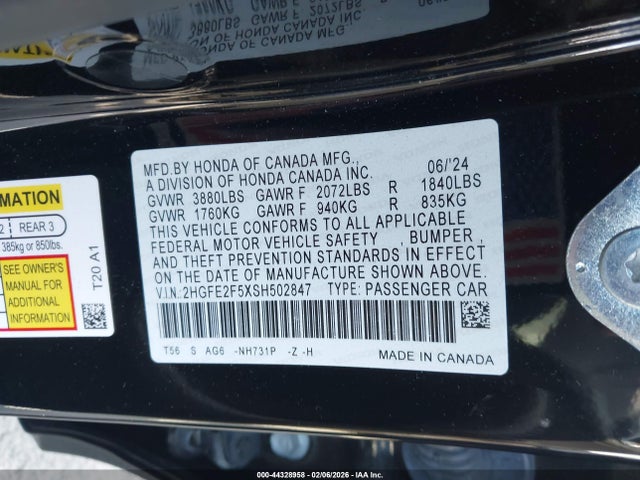 Honda Civic Sport 2025 2HGFE2F5XSH502847 Image 9