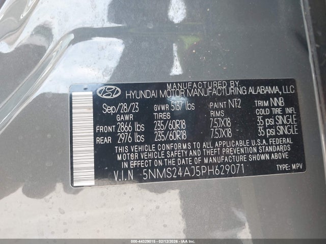 Hyundai Santa Fe Sel 2023 5NMS24AJ5PH629071 Image 9