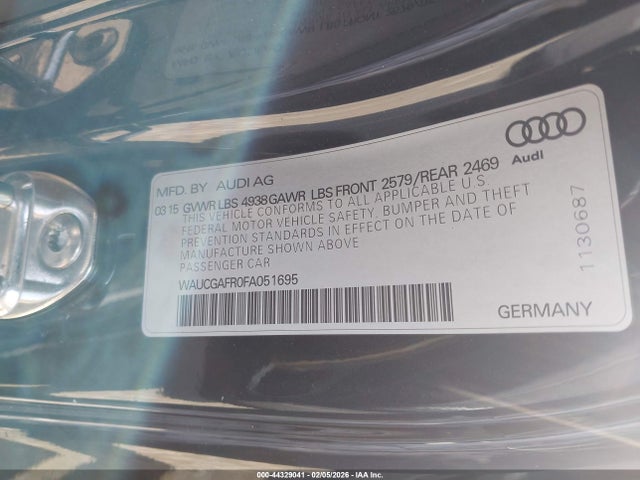 2015 AUDI S5 WAUCGAFR0FA051695 Photo 8