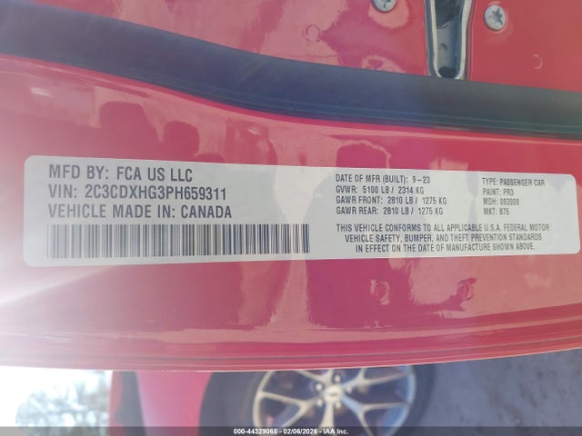 Продаж на аукціоні авто 2023 Dodge Charger Gt, vin: 2C3CDXHG3PH659311, номер лоту: 44329065