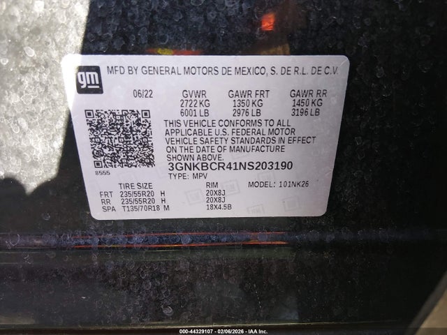 3GNKBCR41NS203190 Chevrolet Blazer Fwd 2lt