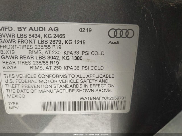2019 AUDI Q5 WA1BNAFY0K2059791 Photo 8