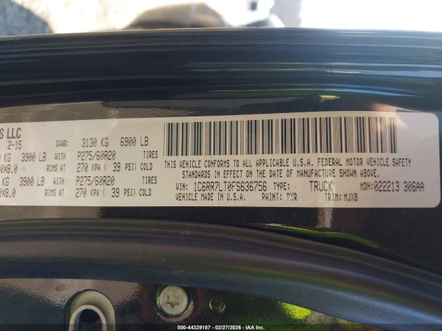 Продаж на аукціоні авто 2015 Ram 1500 Outdoorsman, vin: 1C6RR7LT0FS636756, номер лоту: 44329187