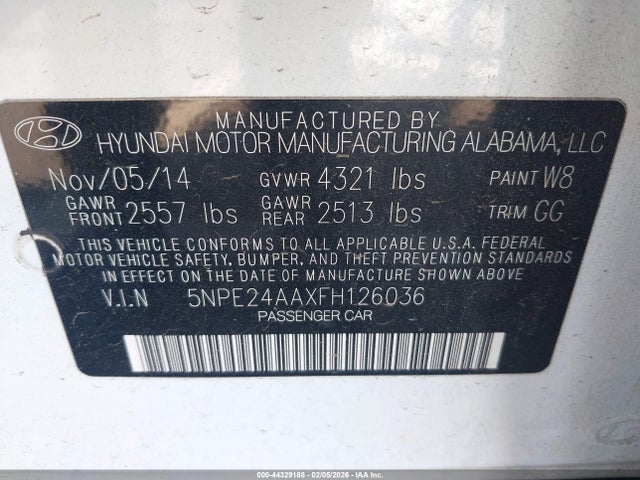 5NPE24AAXFH126036 Hyundai SONATA ECO