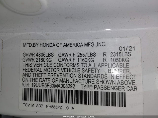 2021 ACURA TLX 19UUB5F63MA008292 Photo 8