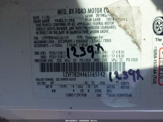 2006 FORD MUSTANG 1ZVFT82H465165142 Photo 8