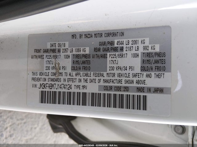 Продаж на аукціоні авто 2018 Mazda Cx-5 Sport, vin: JM3KFABM7J1474124, номер лоту: 44329349